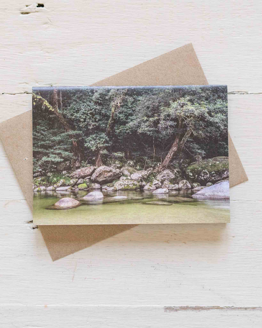 From the Gorge Greeting Card on a brown envelope, displayed on a white wood surface.