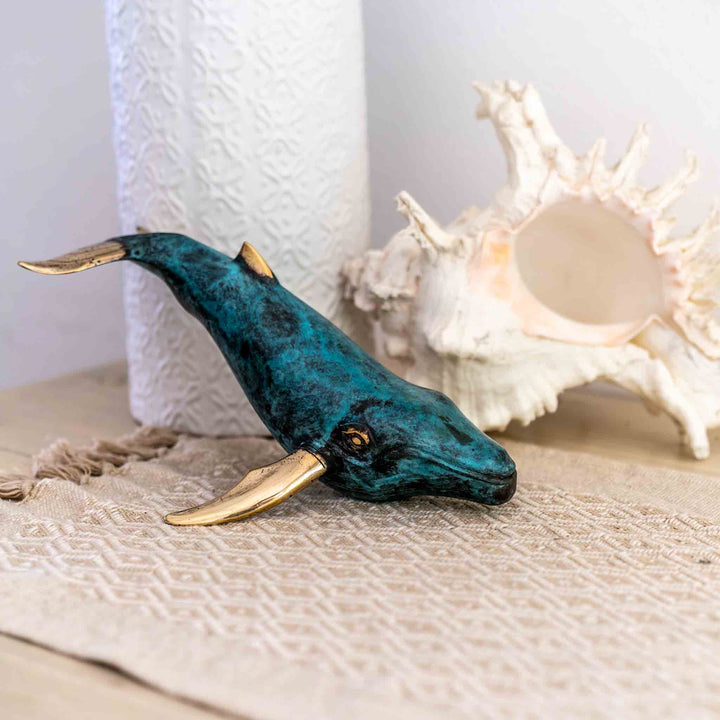 Large Humpback Whale | Aged Brass