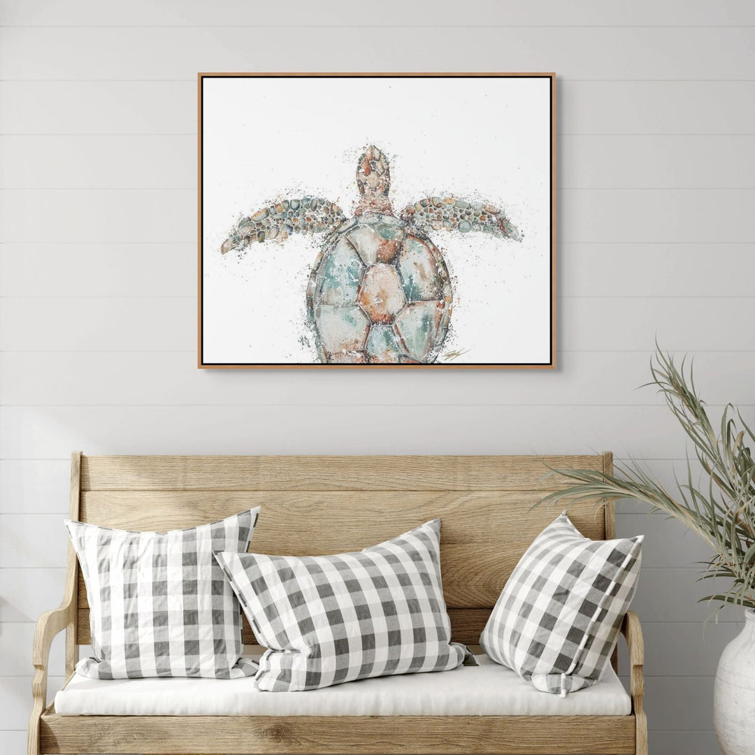 A Bird's Eye View turtle painting by Stephanie Elizabeth – framed acrylic canvas artwork
