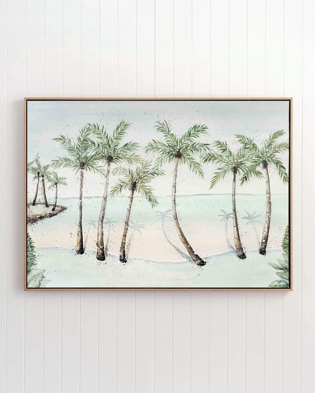 A Little Cove Love Story Port Douglas landscape fine art print by Stephanie Elizabeth, framed canvas in an oak frame