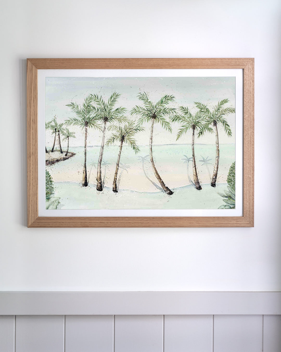 A Little Cove Love Story Port Douglas landscape fine art print by Stephanie Elizabeth, framed paper print in an oak frame