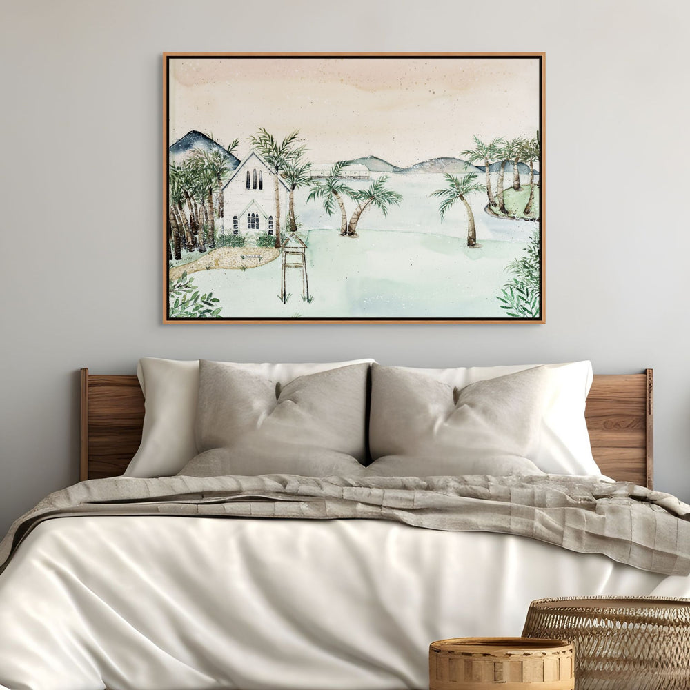 A Walk Through Market Park by Stephanie Elizabeth – shadow box canvas print featuring market park activity, Australian fine art artwork