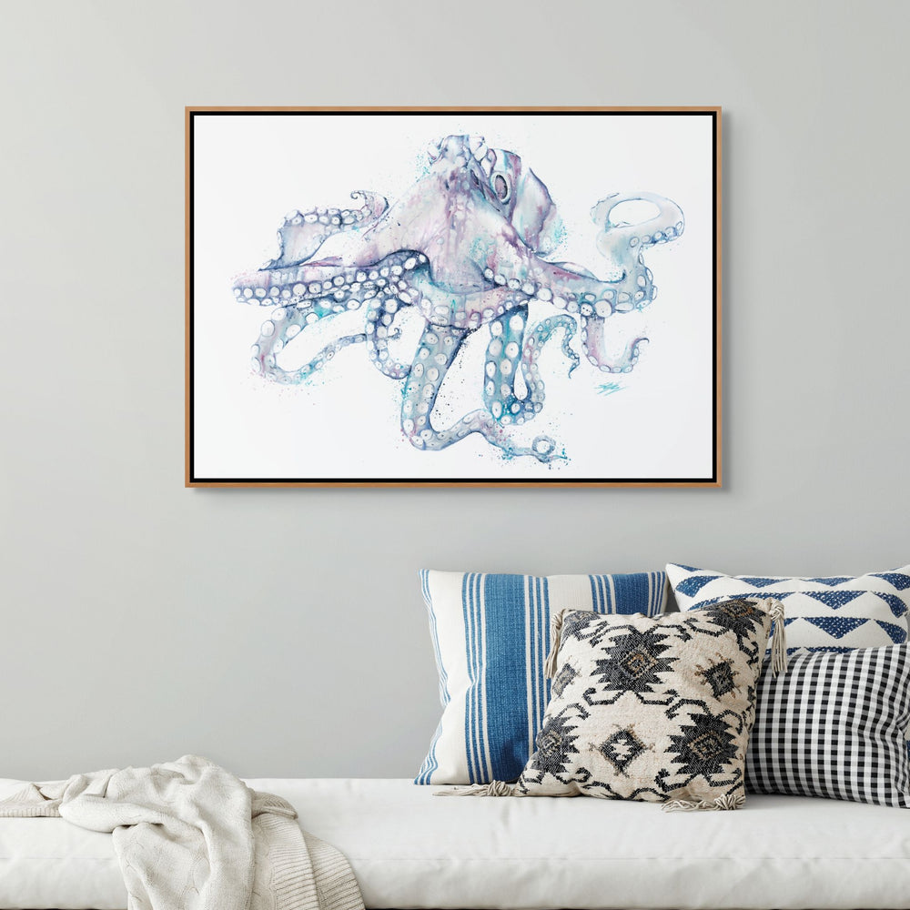 All Legs and No Worries by Stephanie Elizabeth – shadow box canvas print of octopus in natural habitat, fine art print
