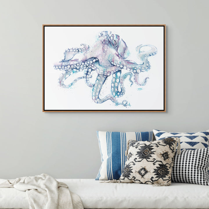 All Legs and No Worries by Stephanie Elizabeth – shadow box canvas print of octopus in natural habitat, fine art print