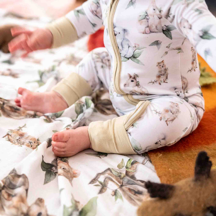 Aussie Animals Baby Onesie – Kangaroo, Wombat, Koala, Quokka - side front profile