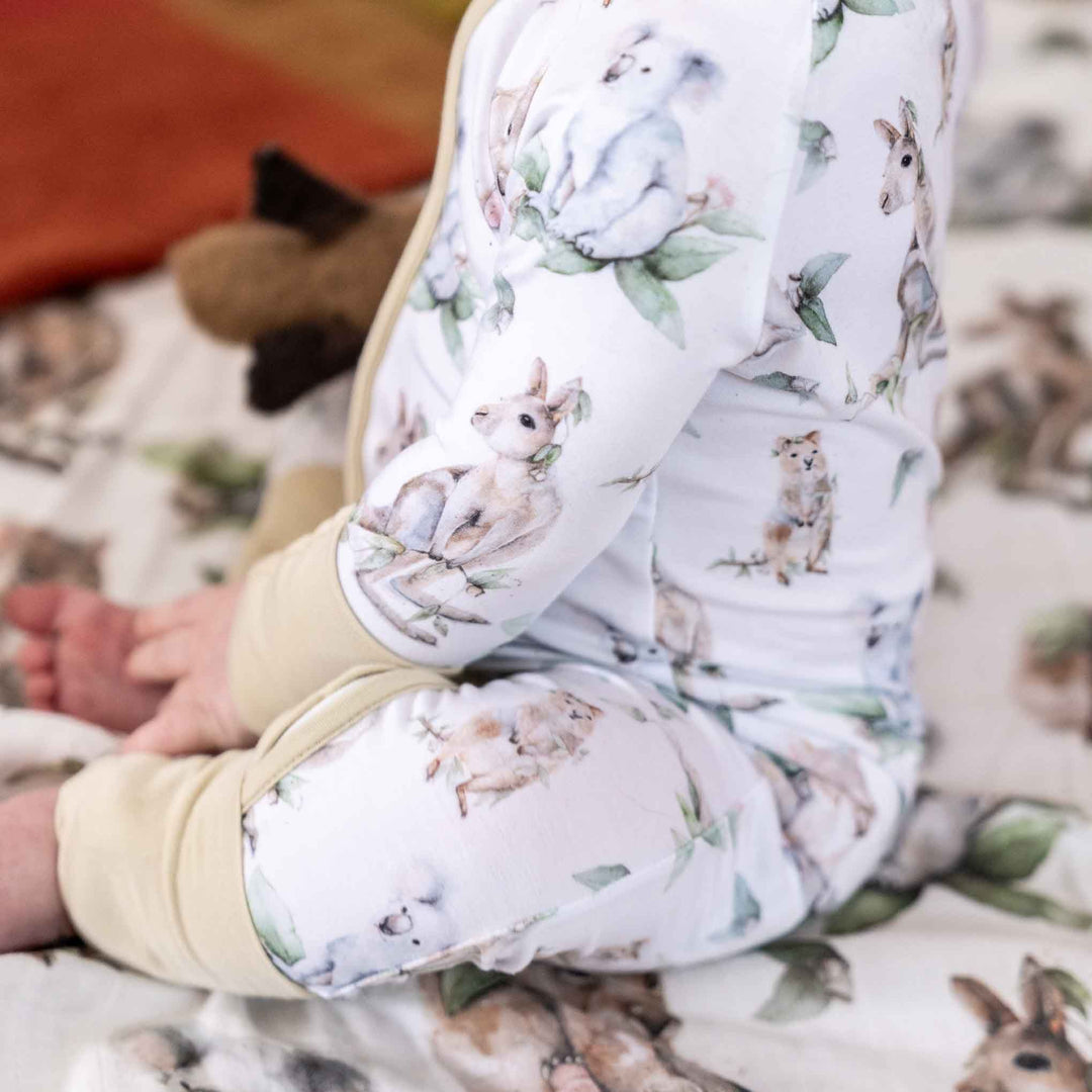 Aussie Animals Baby Onesie – Kangaroo, Wombat, Koala, Quokka - side profile