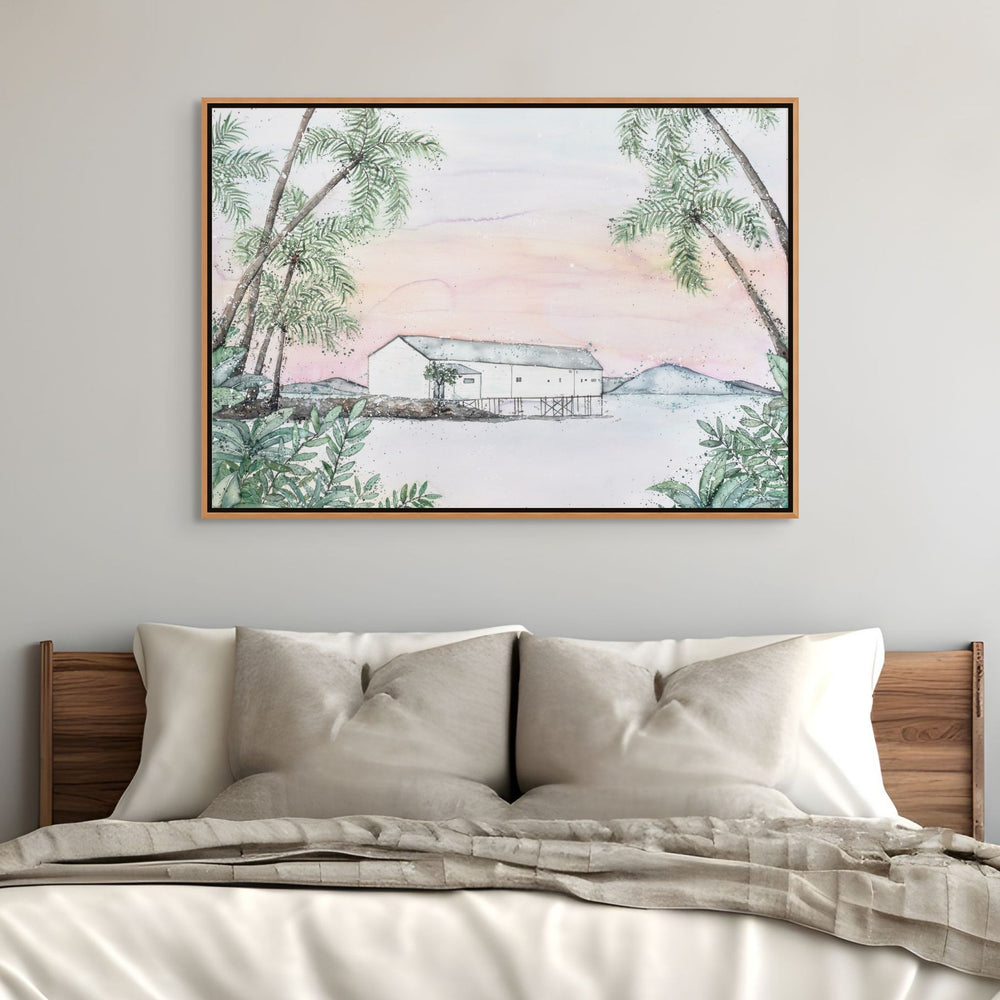 Balmy Beachside by Stephanie Elizabeth – shadow box canvas print featuring Port Douglas Sugar Wharf, Australian coastal fine art artwork