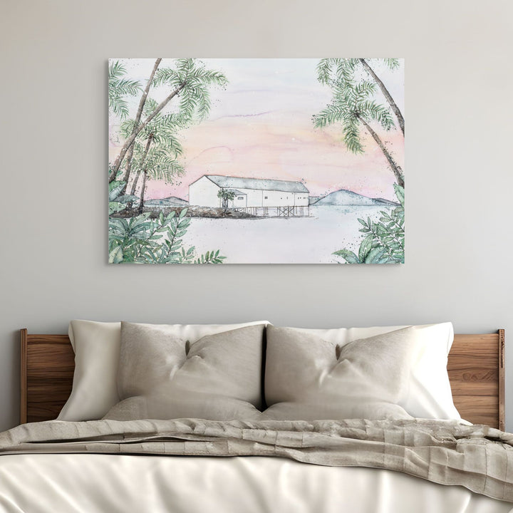 Balmy Beachside by Stephanie Elizabeth – stretched canvas print of Sugar Wharf in Port Douglas, fine art coastal print