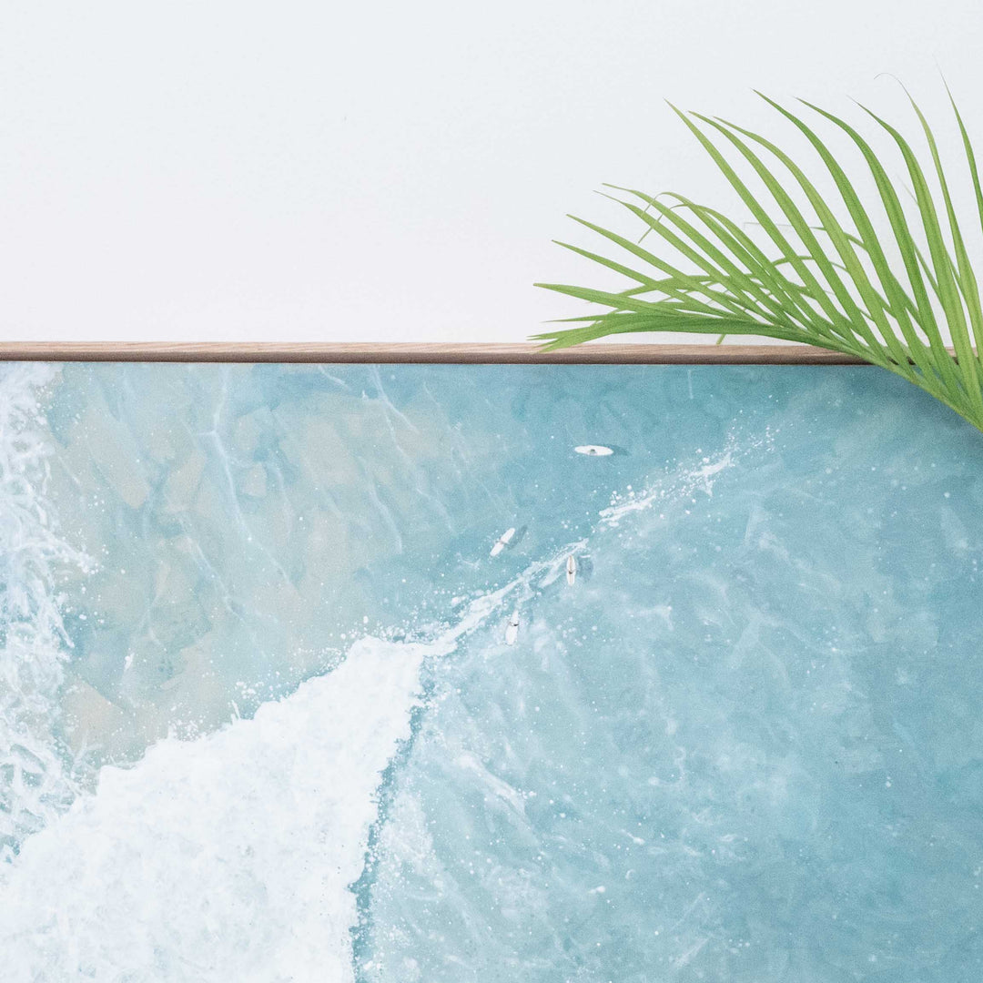 Beyond the Breakers – close-up detail of wave movement and textured blue brushwork in minimalist ocean artwork by Stephanie Elizabeth | Original Artwork