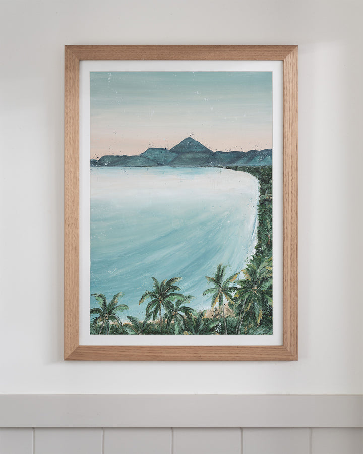 From the Lookout landscape fine art print by Stephanie Elizabeth, framed paper print in an oak frame