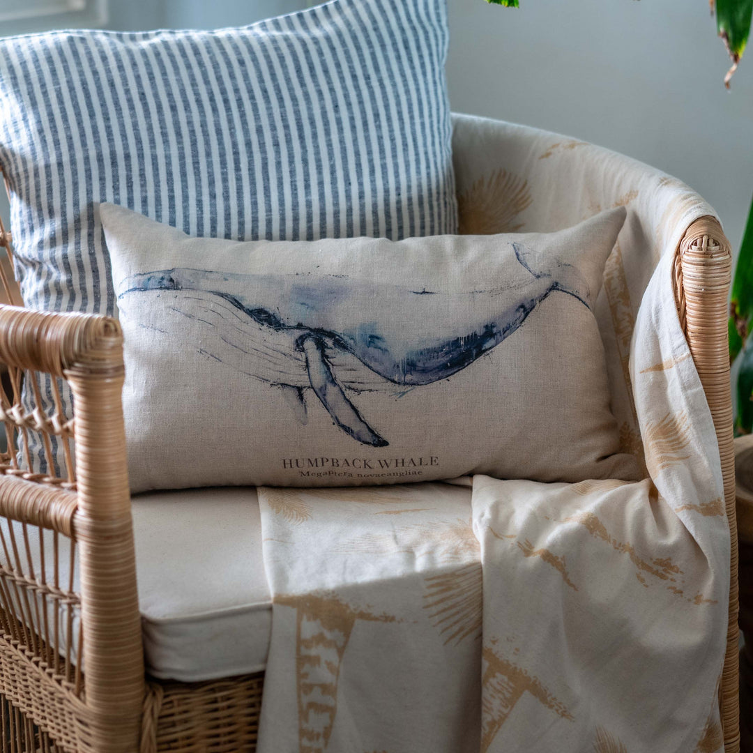 Humpback Whale | Linen Cushion Cover - Oblong - 30x50cm
