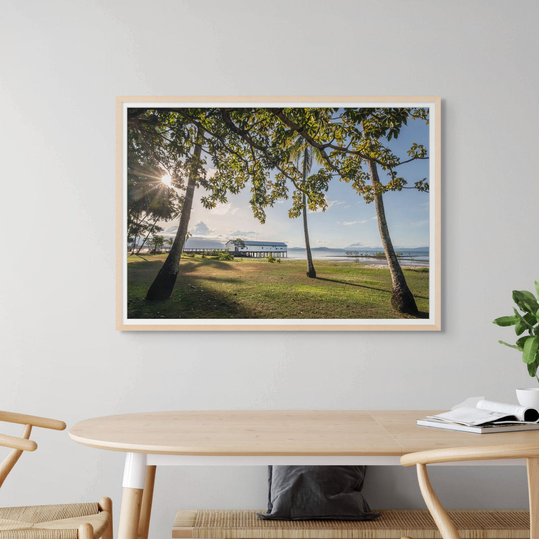 It’s Five O’Clock Somewhere – Sunset over Sugar Wharf, Port Douglas with clouds masking the Daintree Ranges | Framed Paper Print by David Lloyd