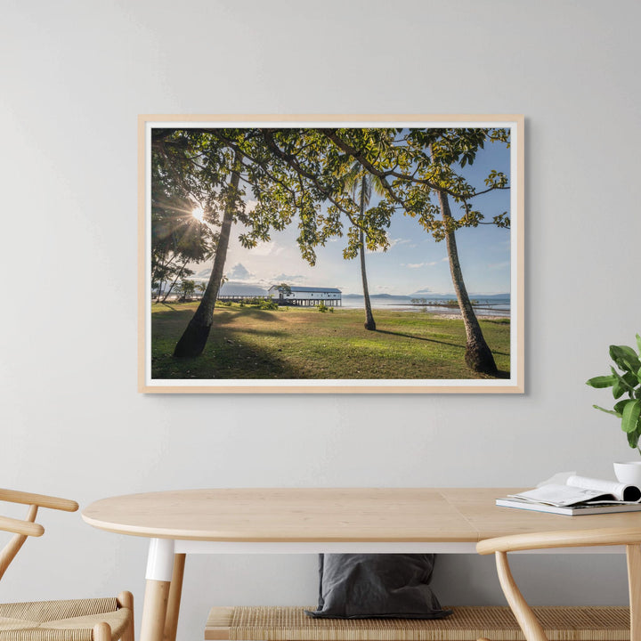 It’s Five O’Clock Somewhere – Sunset over Sugar Wharf, Port Douglas with clouds masking the Daintree Ranges | Framed Paper Print by David Lloyd