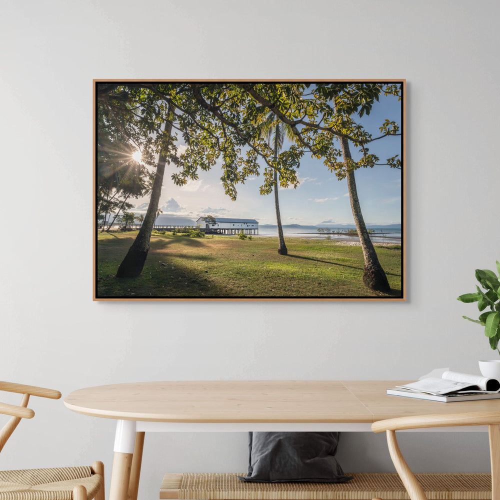 It’s Five O’Clock Somewhere – Sunset over Sugar Wharf, Port Douglas with clouds masking the Daintree Ranges | Shadow Box Canvas Print by David Lloyd
