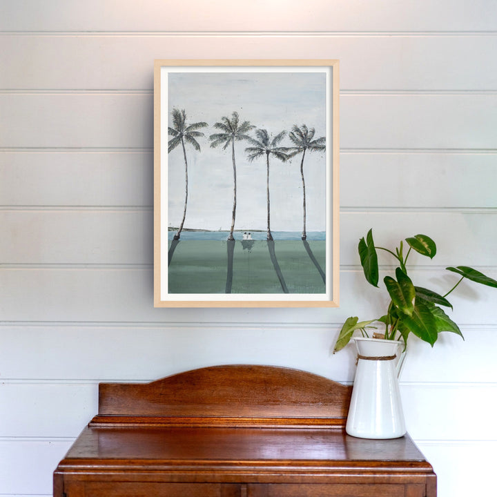 Just Us landscape print framed above a table with decorative accents, part of the Stephanie Elizabeth collection.