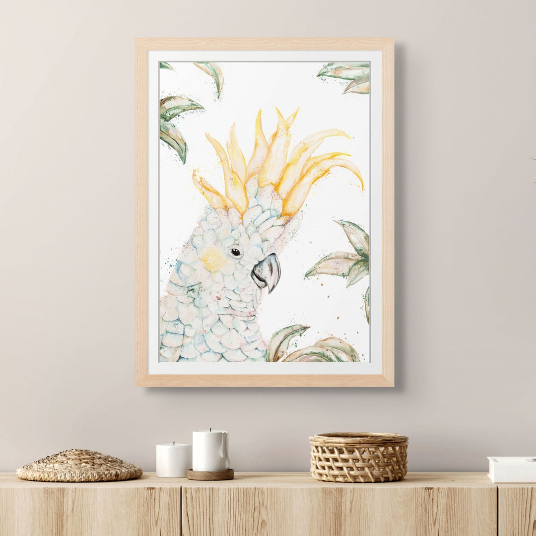 Lemon Sorbet by Stephanie Elizabeth – framed paper print of sulphur-crested cockatoo, fine art Australian bird print