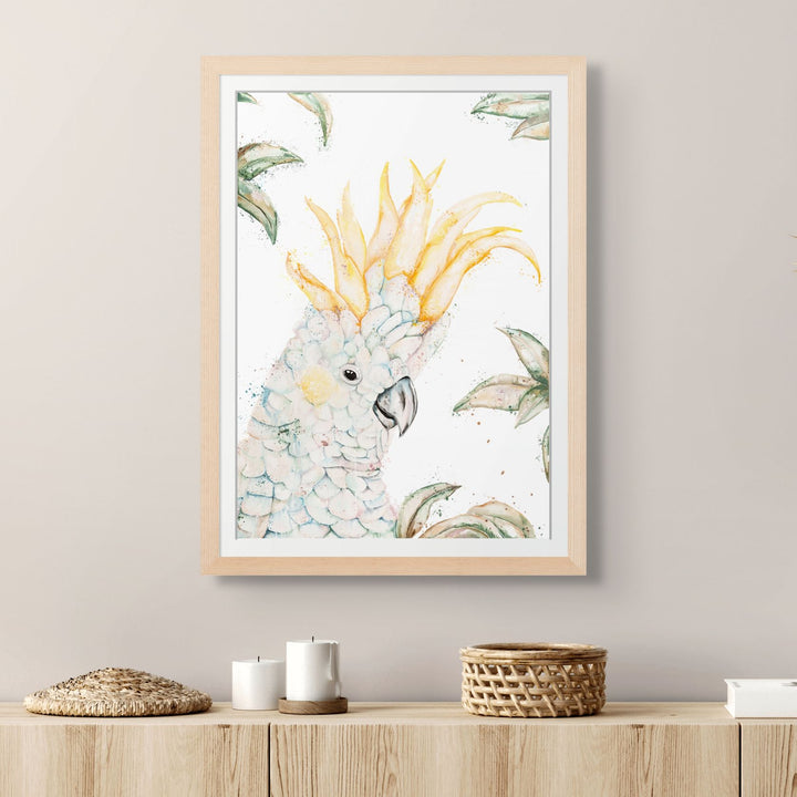 Lemon Sorbet by Stephanie Elizabeth – framed paper print of sulphur-crested cockatoo, fine art Australian bird print