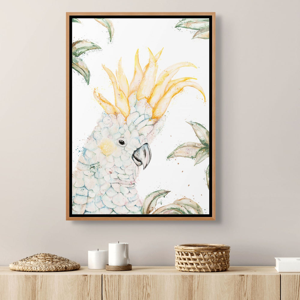 Lemon Sorbet by Stephanie Elizabeth – shadow box canvas print featuring sulphur-crested cockatoo, Australian birdlife fine art artwork
