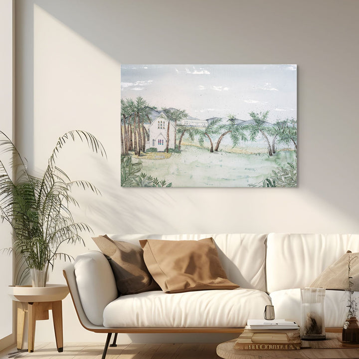 Let’s Head There for Sunset by Stephanie Elizabeth – stretched canvas print of peaceful coastline at sunset, limited edition fine art print