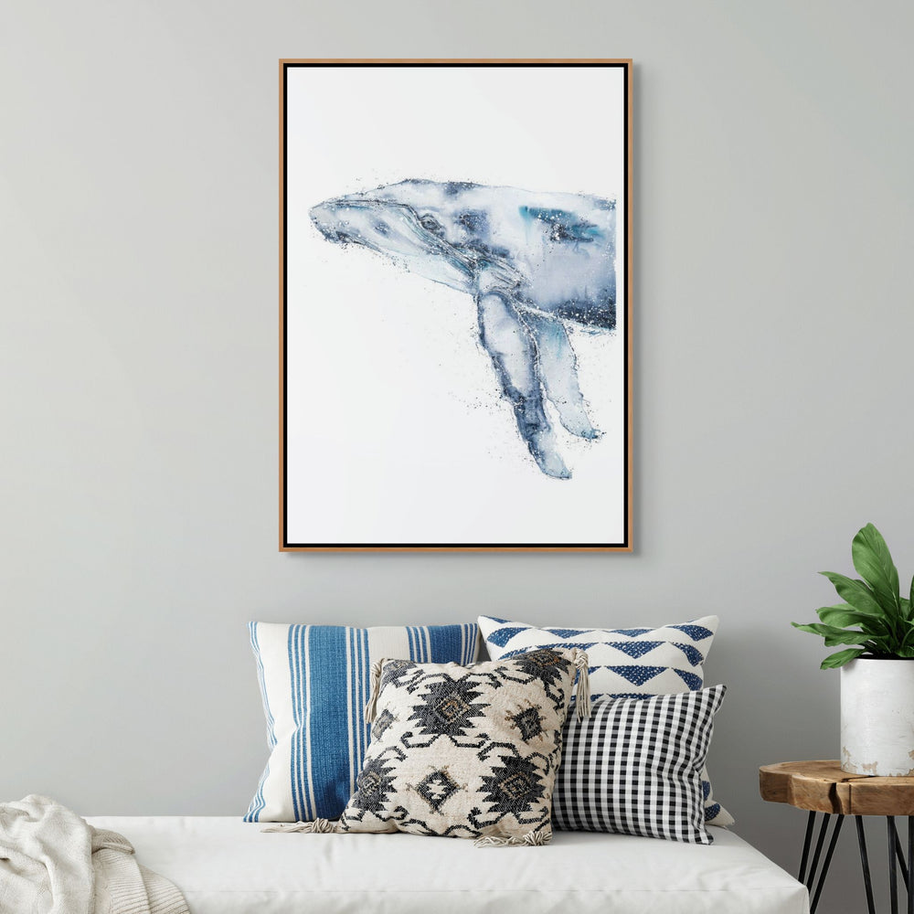 Locking Eyes by Stephanie Elizabeth – shadow box canvas print of humpback whale portrait, ocean-inspired fine art artwork