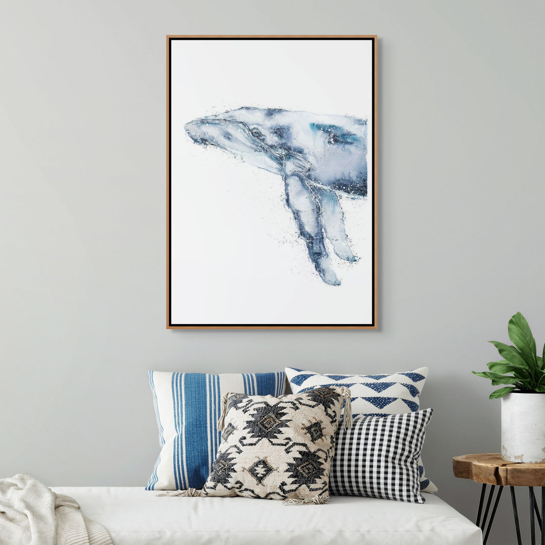 Locking Eyes by Stephanie Elizabeth – shadow box canvas print of humpback whale portrait, ocean-inspired fine art artwork