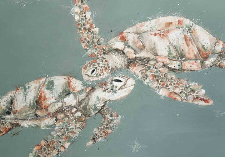Look At Us Now by Stephanie Elizabeth – unframed rolled paper print of two turtles in water, fine art marine life print