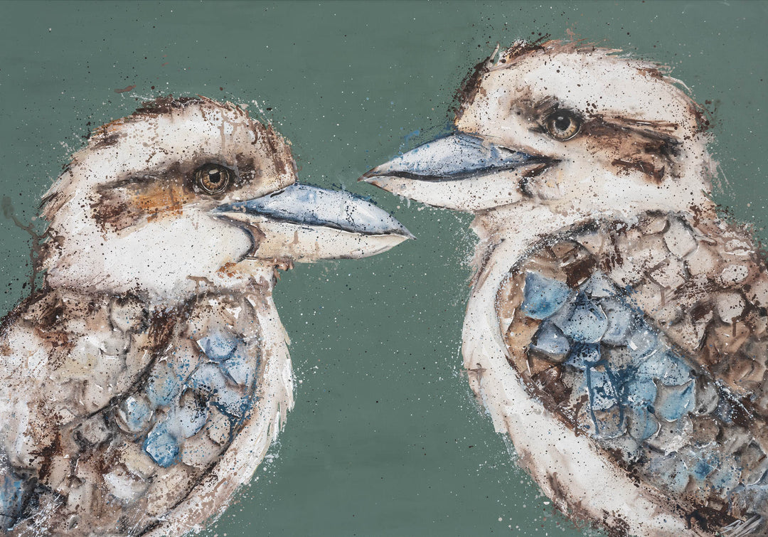 Love Me Now – kookaburra artwork on soft natural background | Unframed Rolled Print