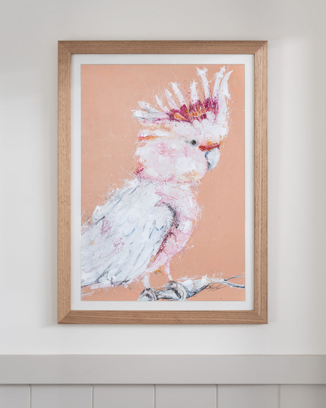 Major Milestone – Major Mitchell cockatoo, framed paper print in oak frame
