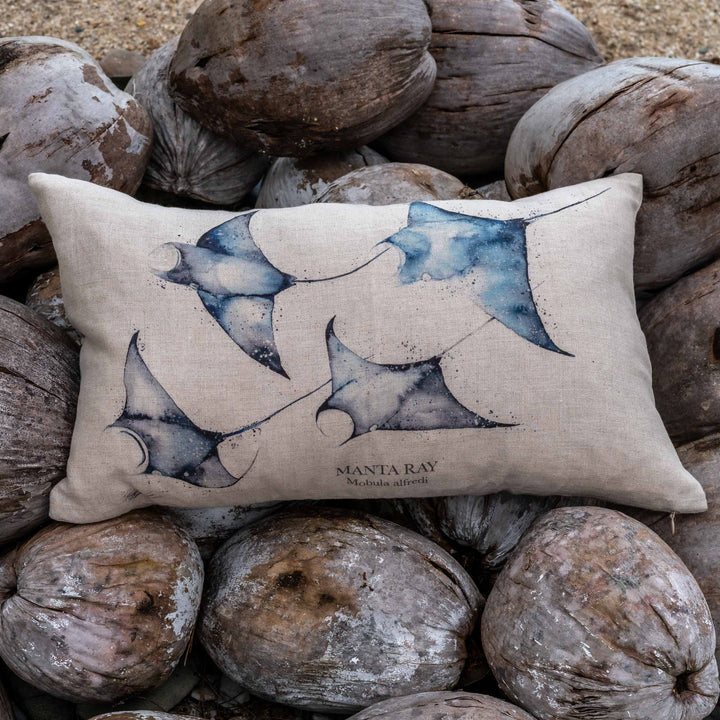 Manta Ray Linen Cushion Cover