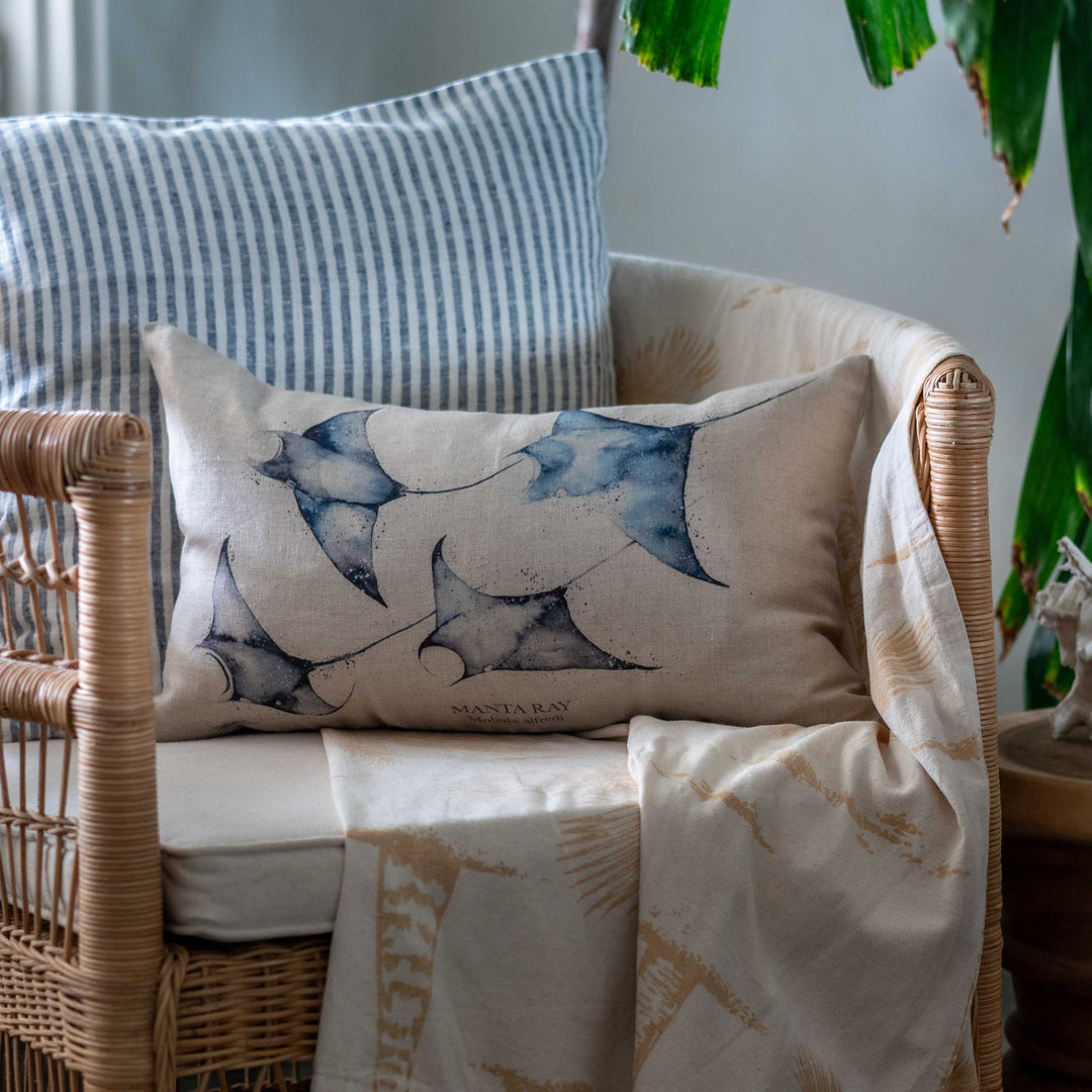 Manta Ray Linen Cushion Cover