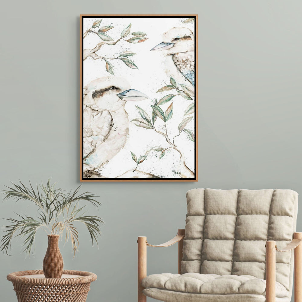 Morning Chatter by Stephanie Elizabeth – shadow box canvas print featuring kookaburras, birdlife fine art artwork