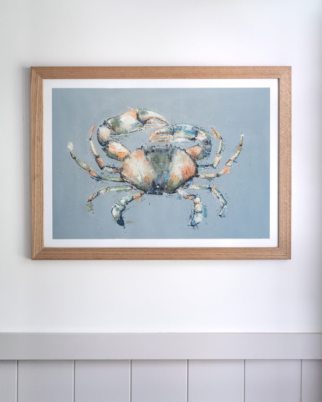 Muddy Days – mud crab, framed paper print in oak frame