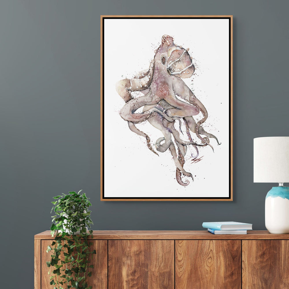 My Octopus Teacher by Stephanie Elizabeth – shadow box canvas print featuring octopus, ocean-inspired fine art artwork