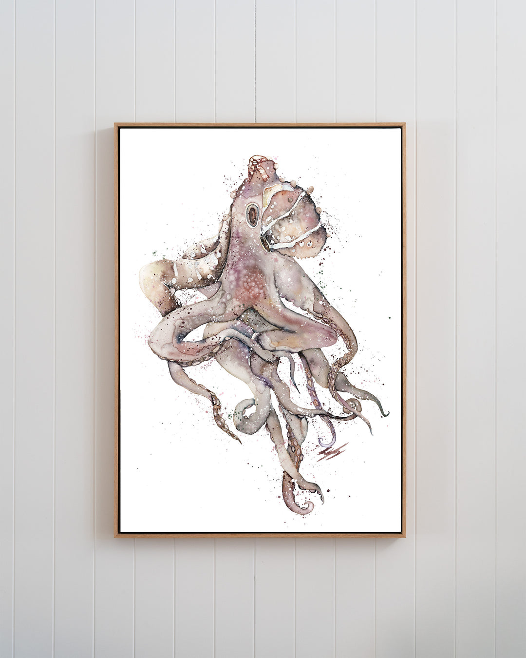 My Octopus Teacher – octopus, framed canvas in oak float frame