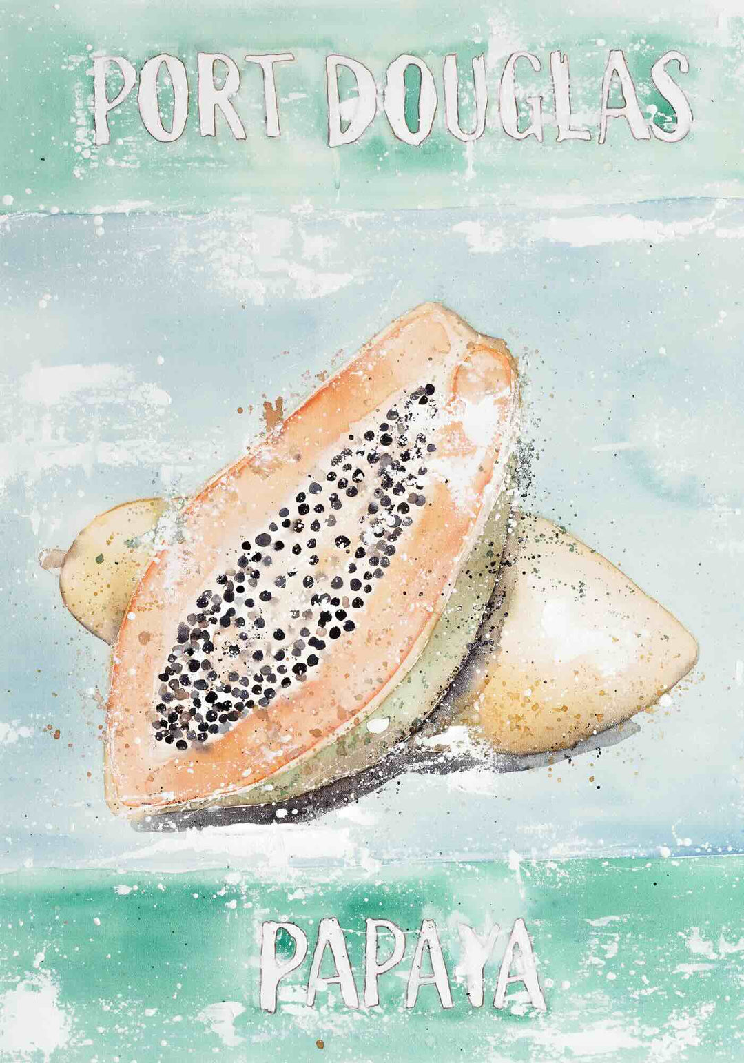 Port Douglas Papaya by Stephanie Elizabeth – unframed rolled paper print of papaya fruit still life, tropical fine art artwork