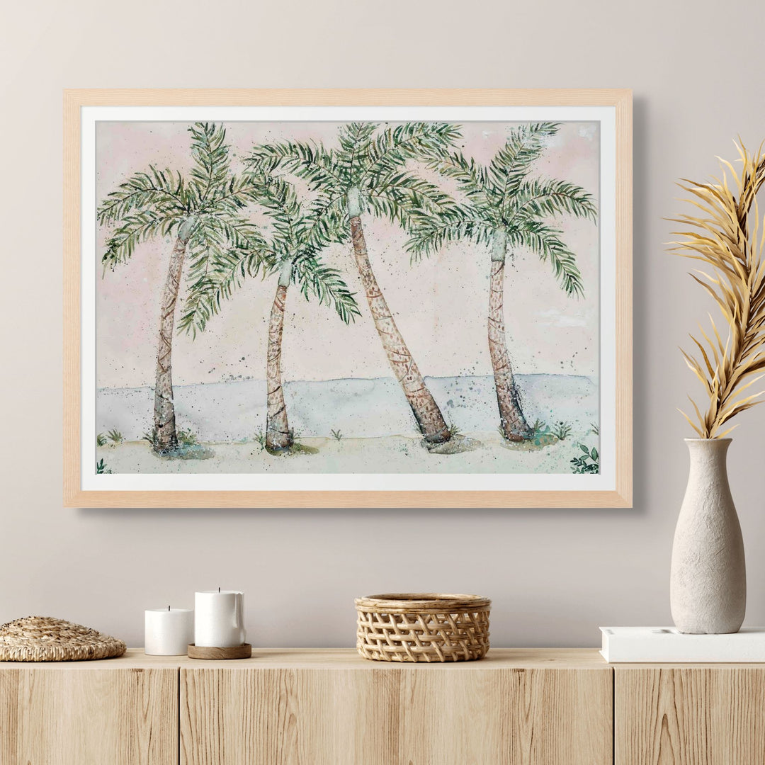 Rex Smeal Serenade by Stephanie Elizabeth – framed paper print of Port Douglas Rex Smeal Park with palm trees at sunset, fine art landscape