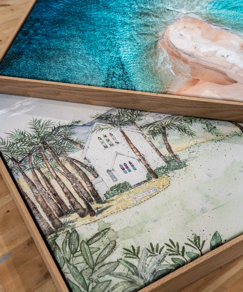 Shadow Box Framed Canvas Print – stretched canvas framed in a deep shadow box style for a modern gallery look