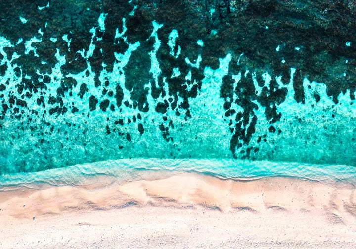 To The Island – Aerial view of Lady Elliot Island showing turquoise reef and peach-coloured sand | Unframed Rolled Print by David Lloyd