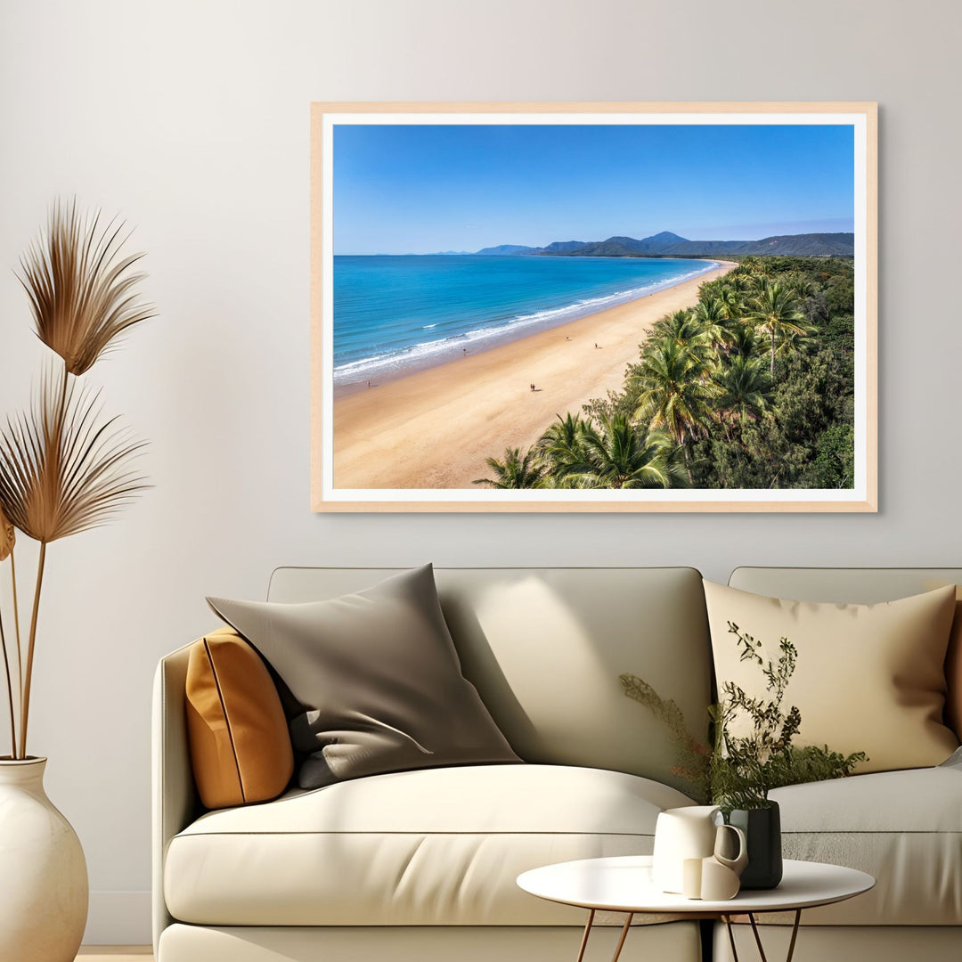 Walking the Miles by David Lloyd – framed paper print, aerial view of Four Mile Beach coastline, fine art photographic print